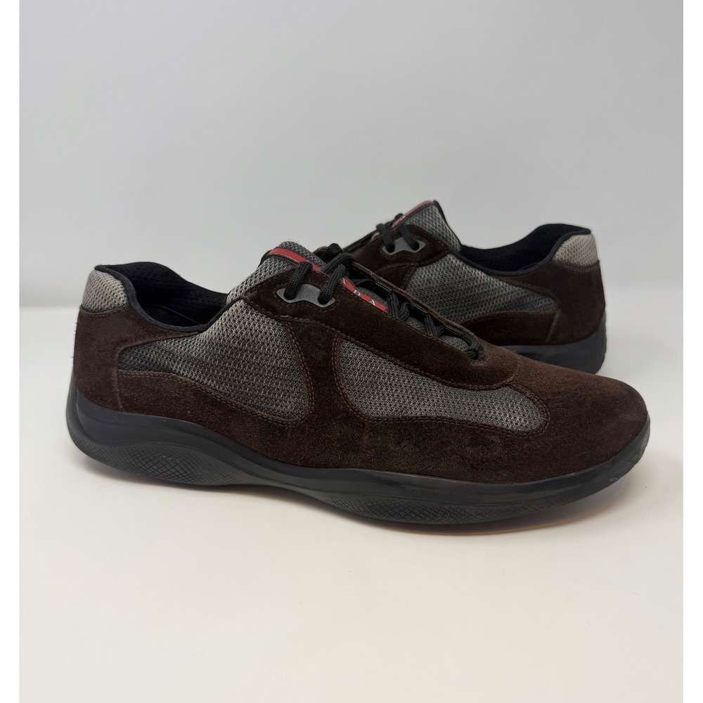 Prada Americas Cup Sneaker Brown Suede Size 13.5 US 12.5 Prada